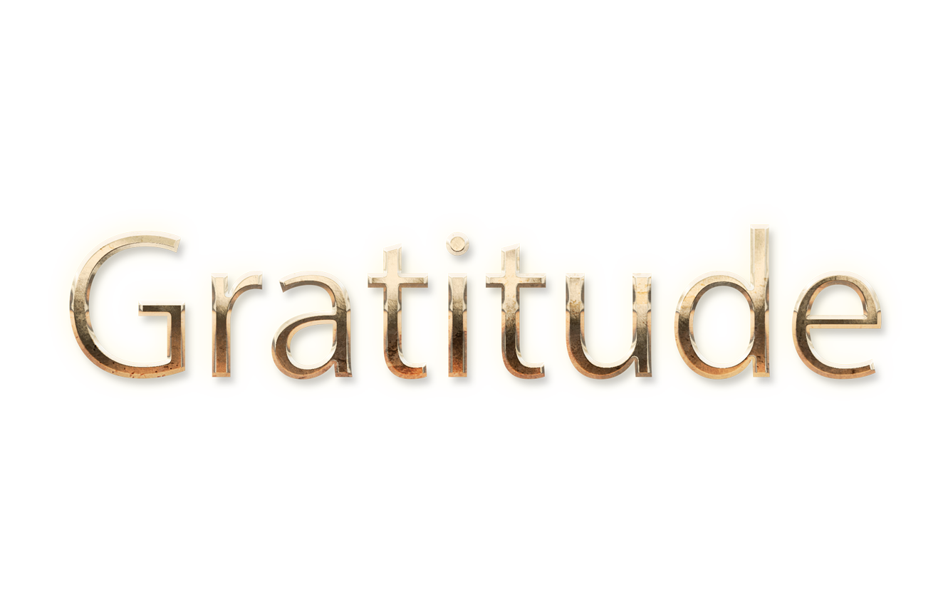 WORD GRATITUDE gold text typography PNG images free